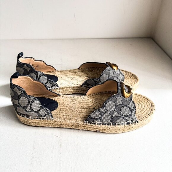 Coach Navy Blue Espadrille Sandals 10 - Picture 4 of 8